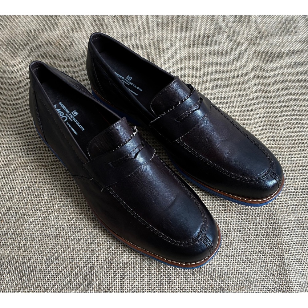 Sandro Moscoloni M180 Hyper Comfort Brown Leather Penny Loafers Mens 10.5 D - Picture 2 of 7